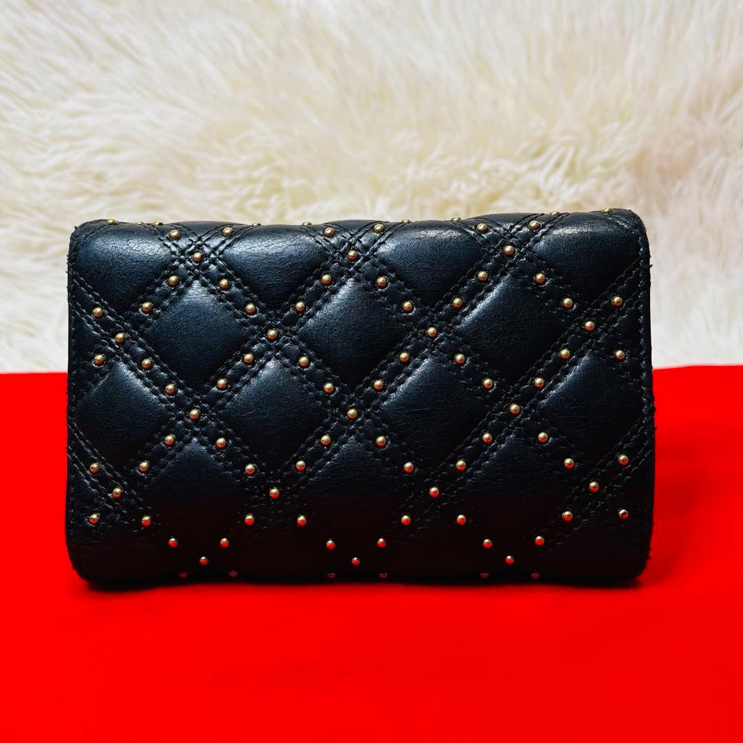 CHANEL シャネル 三つ折り財布 ココマーク スタッズ マトラッセ ブラック