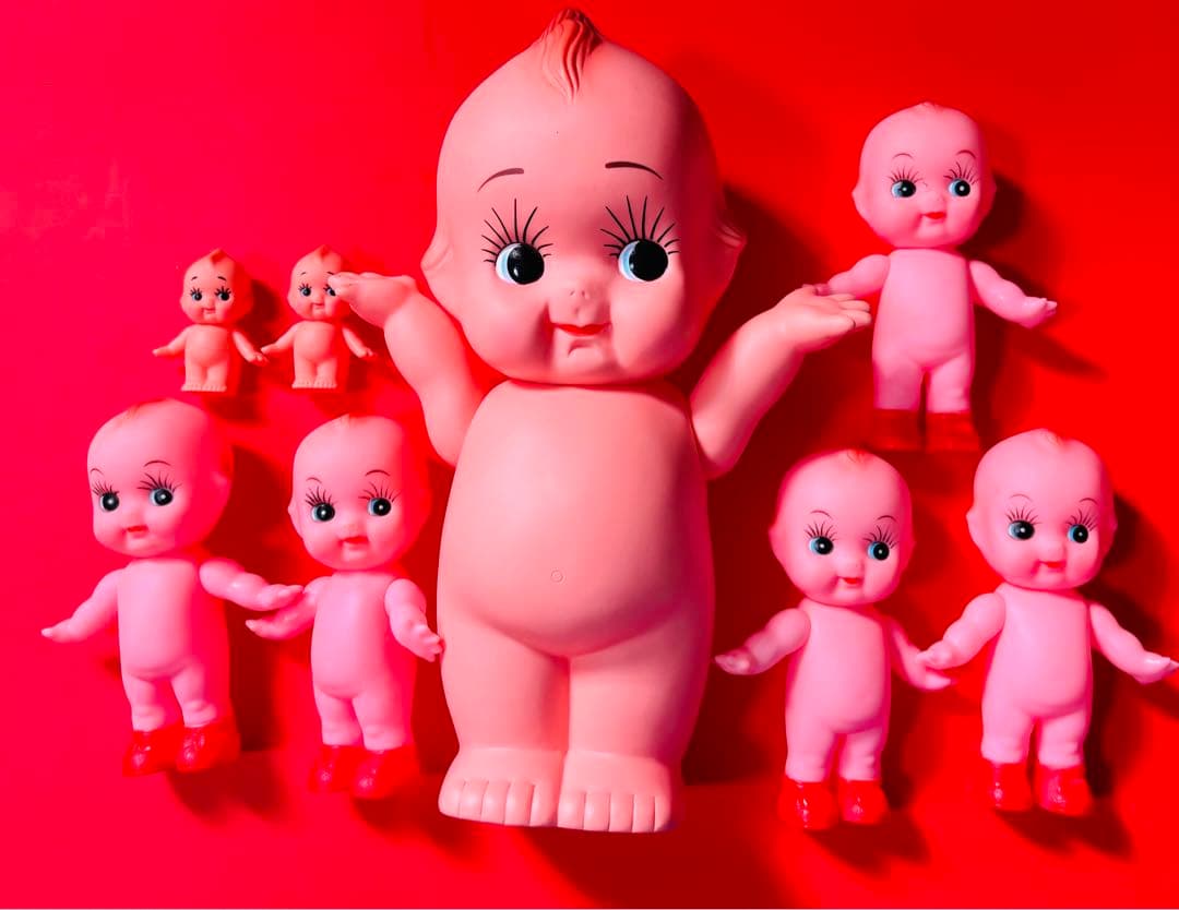 昭和 レトロ キューピー 人形 約32cm 赤い靴15cm