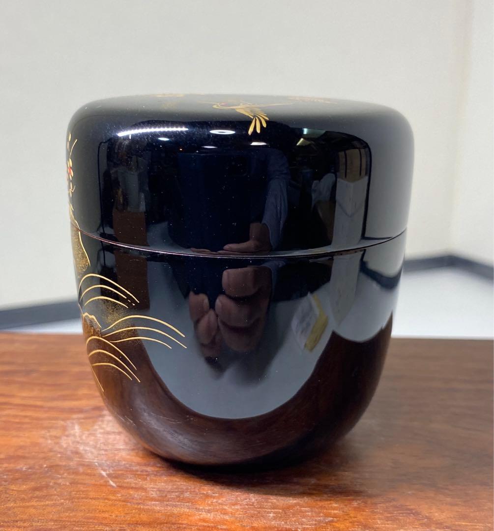 【茶道具】弘峰造　蓬莱山蒔絵　大棗（共箱）