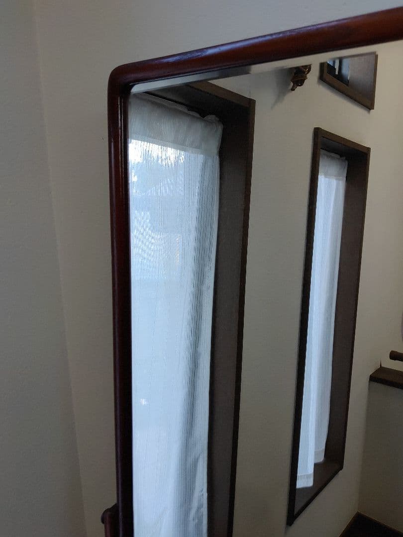 伝統工芸　江戸指物　姿見　鏡　面取り鏡　ミラー　スタンドミラー　アンティーク