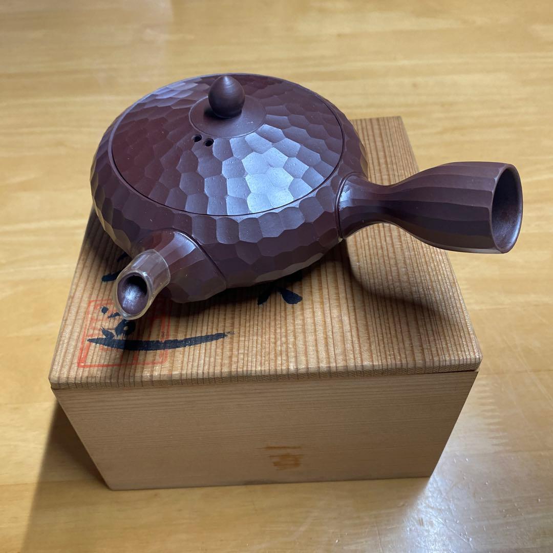 万古焼　手作急須　三代伊呂久作 希少品　ダイヤモンドカット