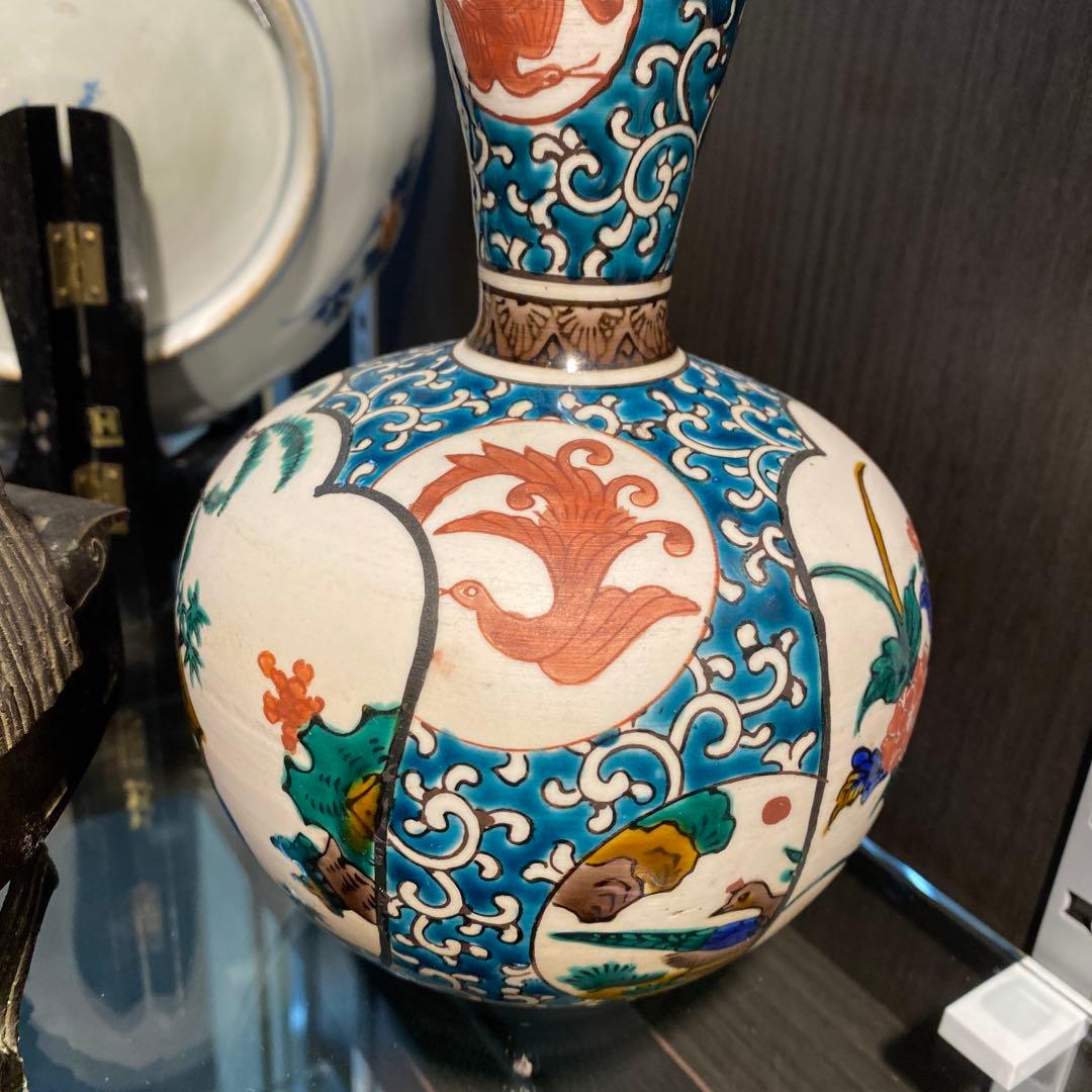 九谷焼　古九谷　「一輪挿し　花瓶」色絵　花鳥風月