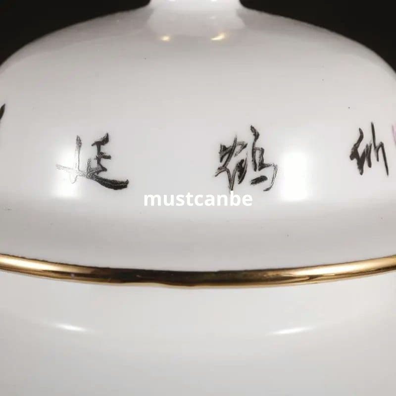 乾隆粉彩蒔金仙鶴寿桃将軍缶 景徳鎮 陶磁器 装飾品 現代工芸品 美術品 置物