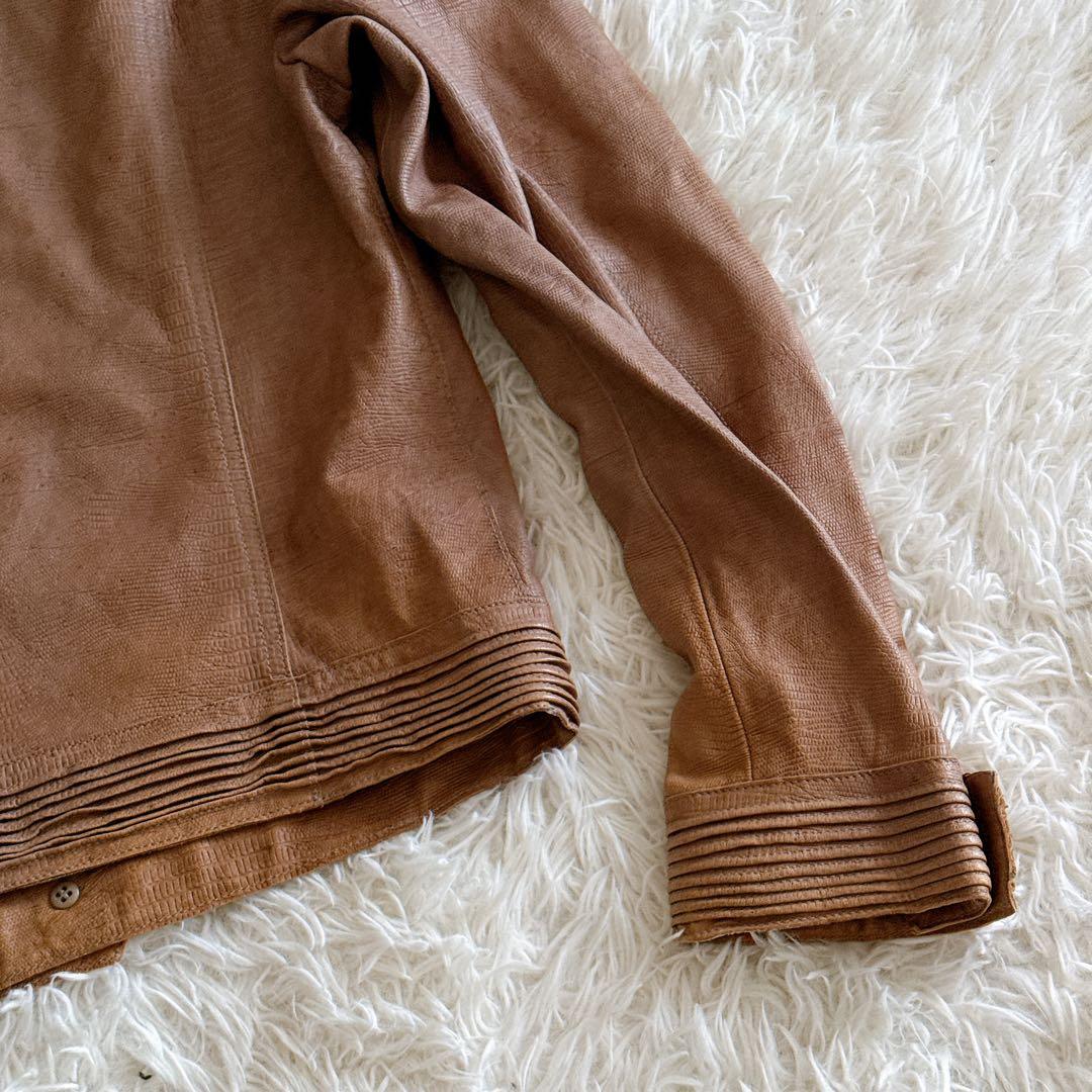 タグ付き保管品✨アルマーニ ヴィンテージ レザージャケット パイソン型押し 52