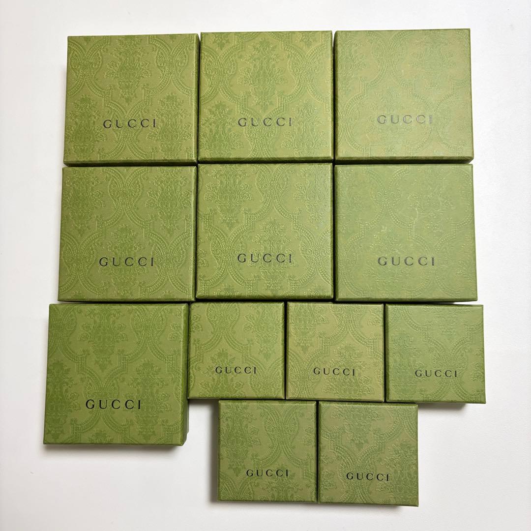 美品　グッチ　保存袋　空箱　12個セット　アクセサリー入れ 現行品　緑　麻