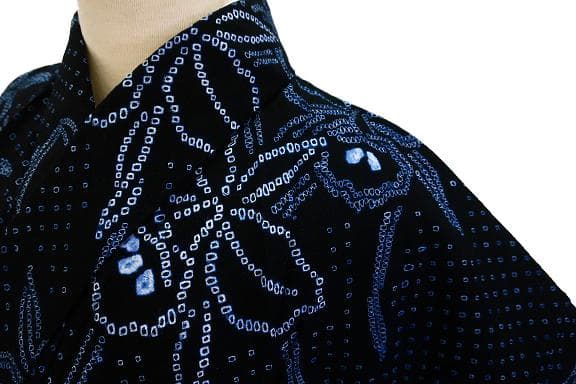 ★専用★美品 浴衣 有松絞り バチ衿 濃紺 菖蒲 身丈160cm お洒落 夏