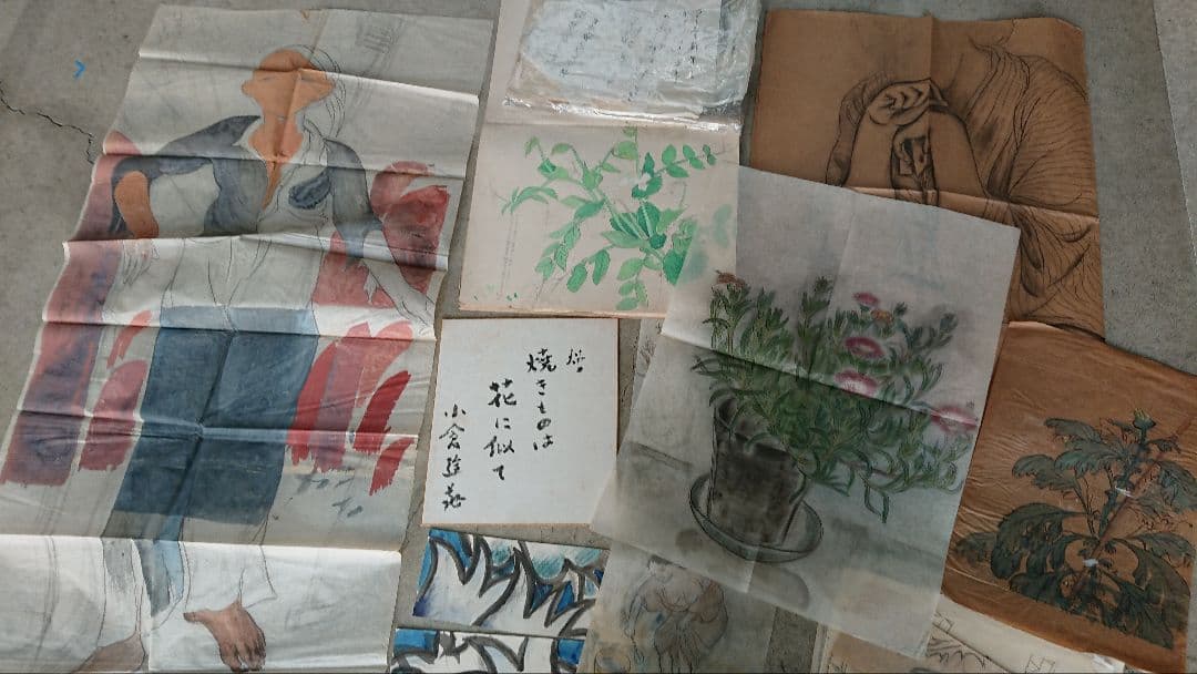 【真作】小倉遊亀　肉筆画、画帳、色紙、下描き、手紙など