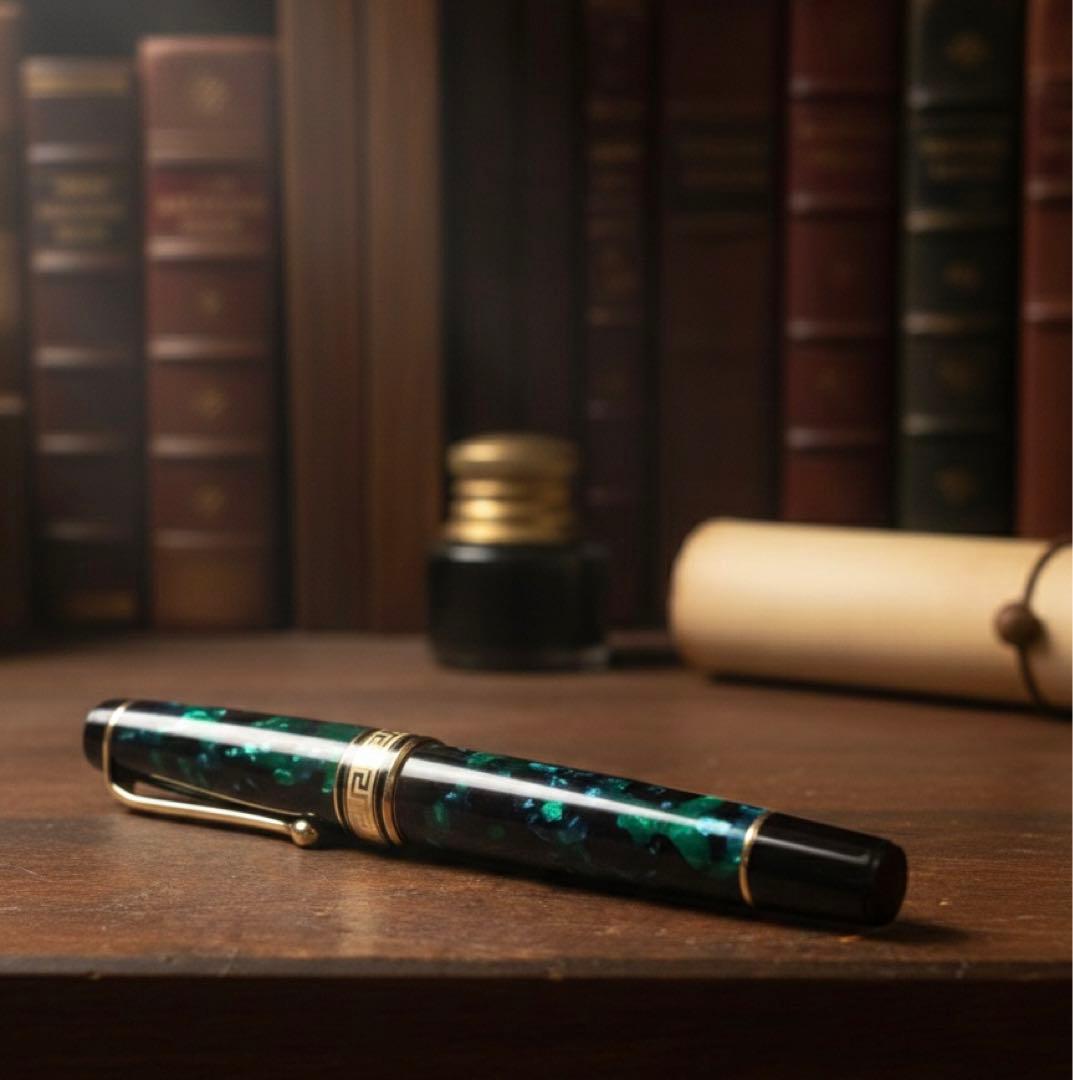 【極美品】アウロラ オプティマ 万年筆 グリーン 14Kの輝きを貴方へ