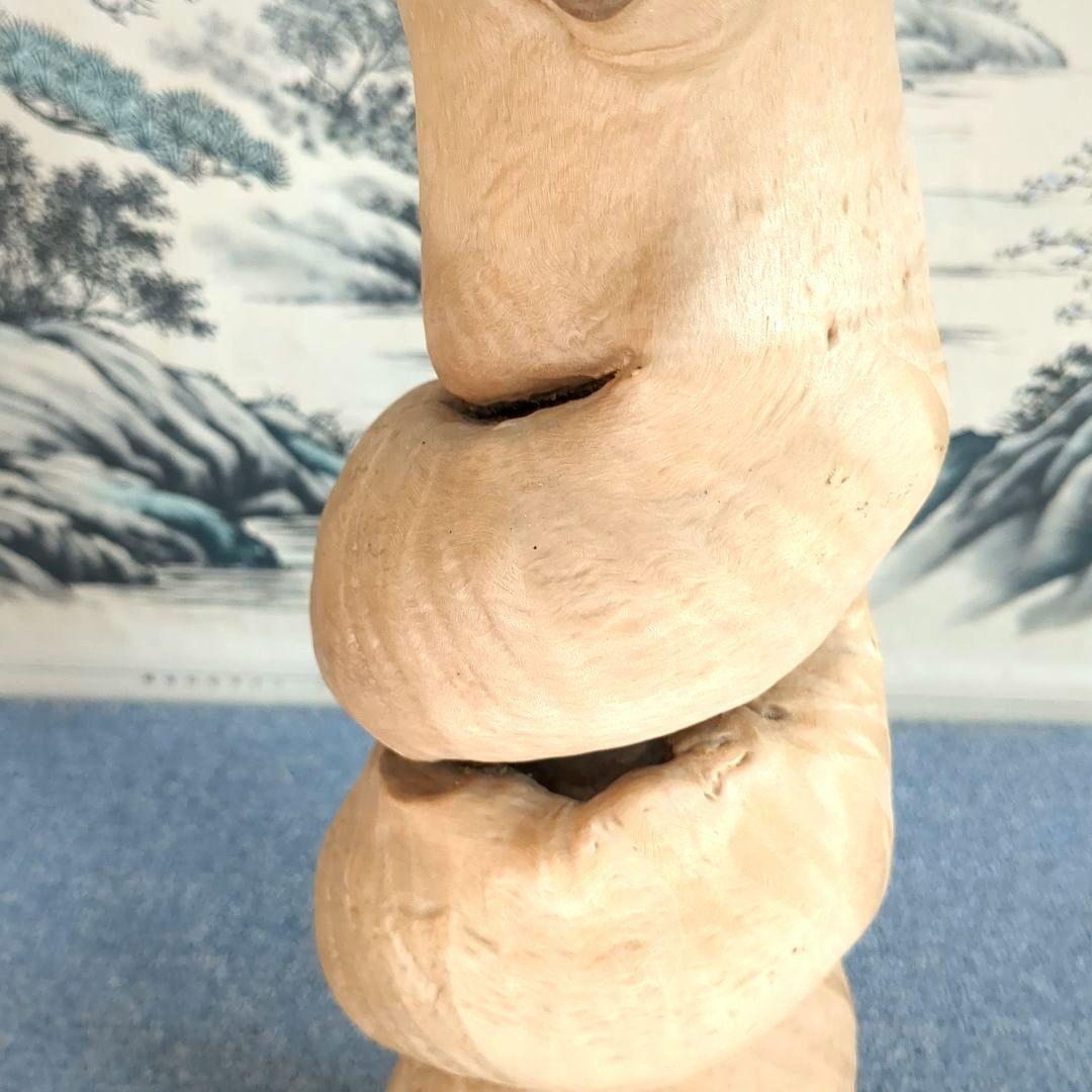 天然木 自然造形 蛇形希少 螺旋状 ねじれ木株 アート作品 高さ約61cm