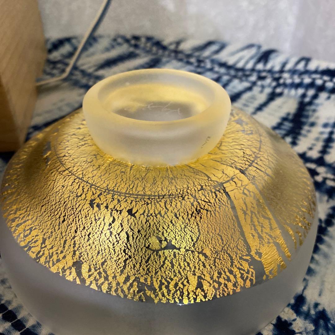 人間国宝　藤田喬平　手吹硬質金彩茶碗 茶道具