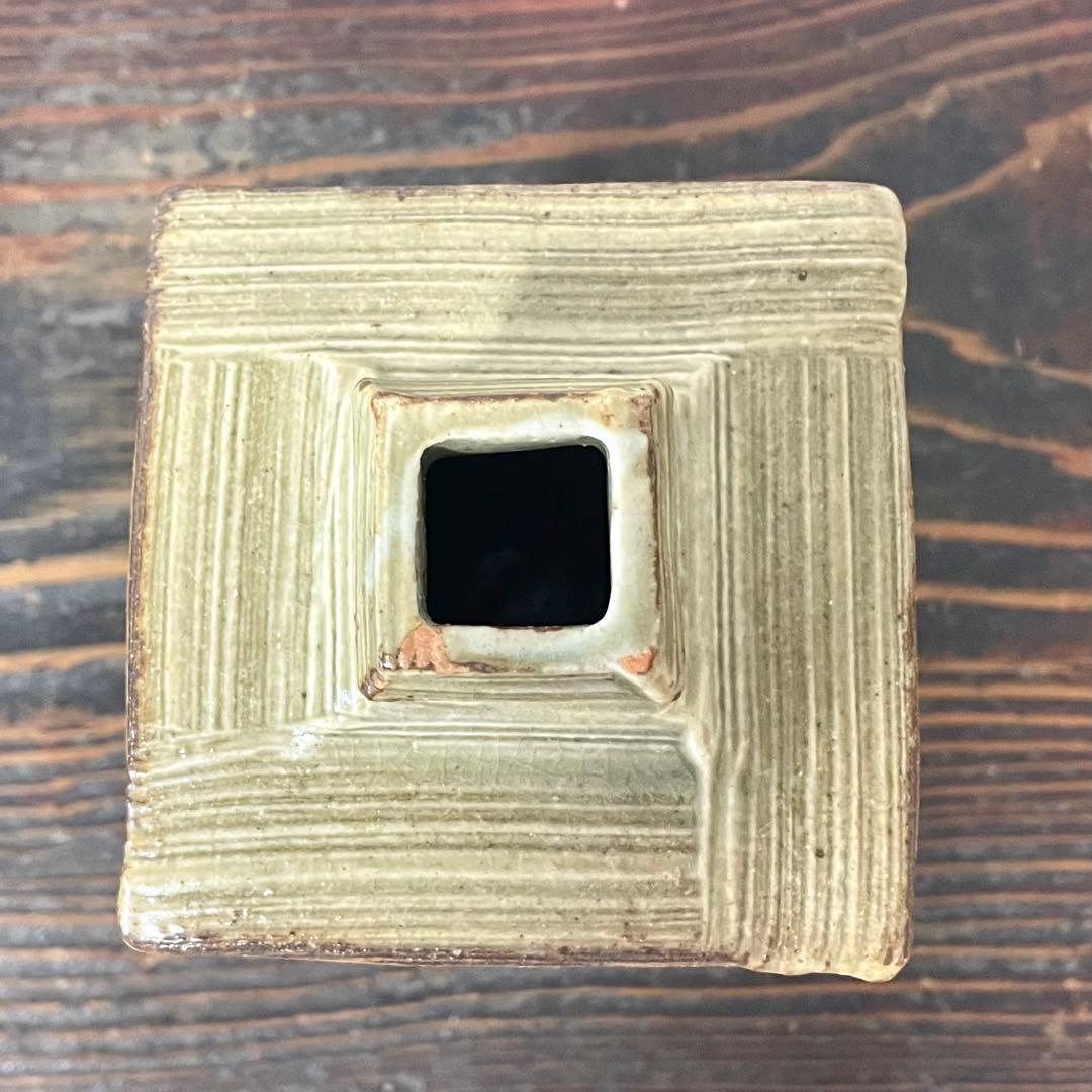 丸田正美 花入 二点まとめ 角瓶 灰釉 花瓶 徳利 黒牟田焼 辰砂 濱田庄司