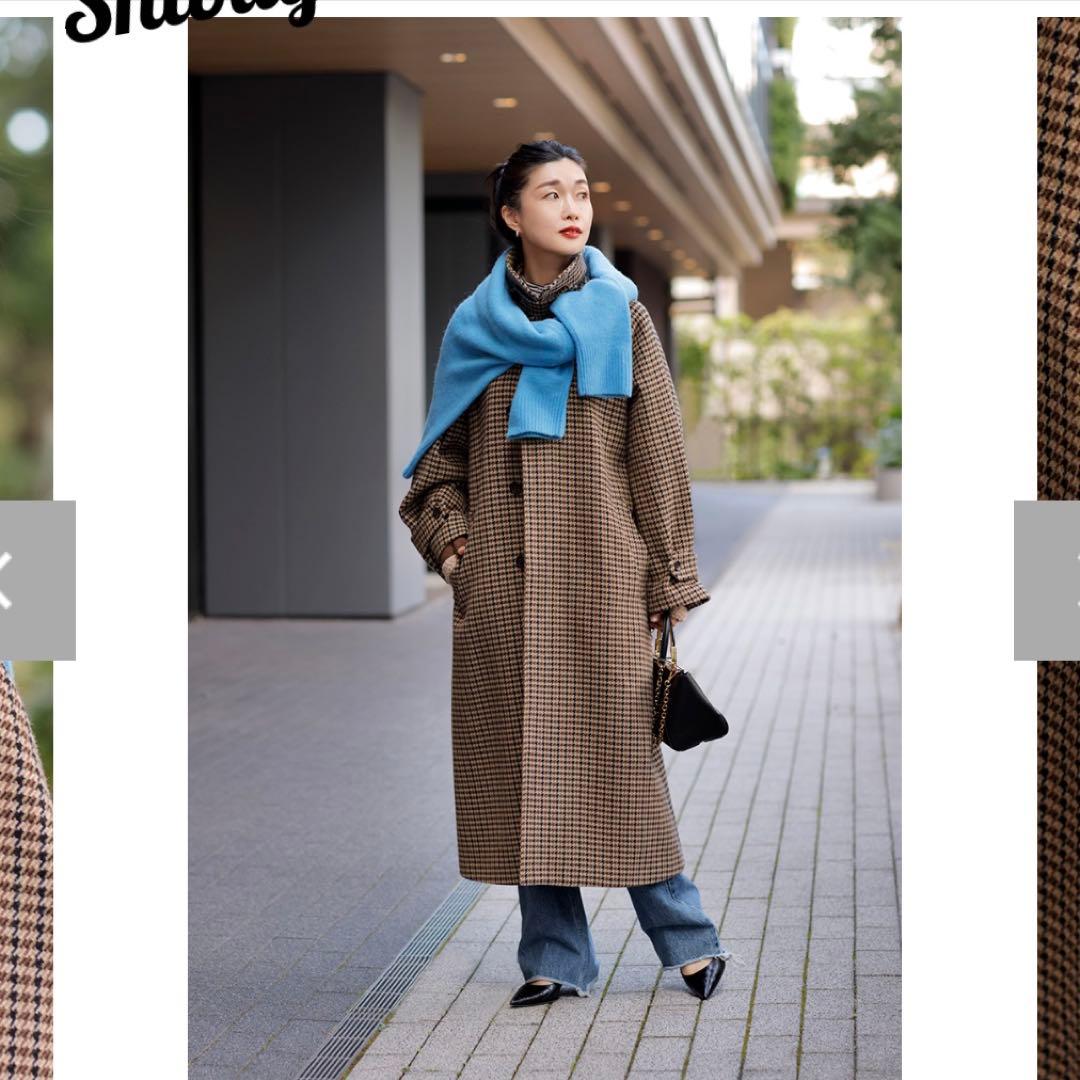 L'ESSAGE チェック柄オーバーサイズコート