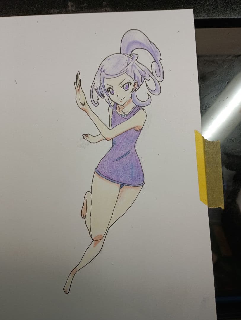 アニメスタイル人物画 紫色の衣装