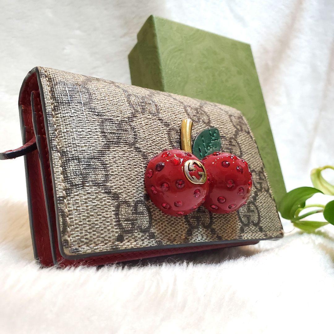 極美品 希少 GUCCI　チェリー　さくらんぼ　GGスプリーム レザー