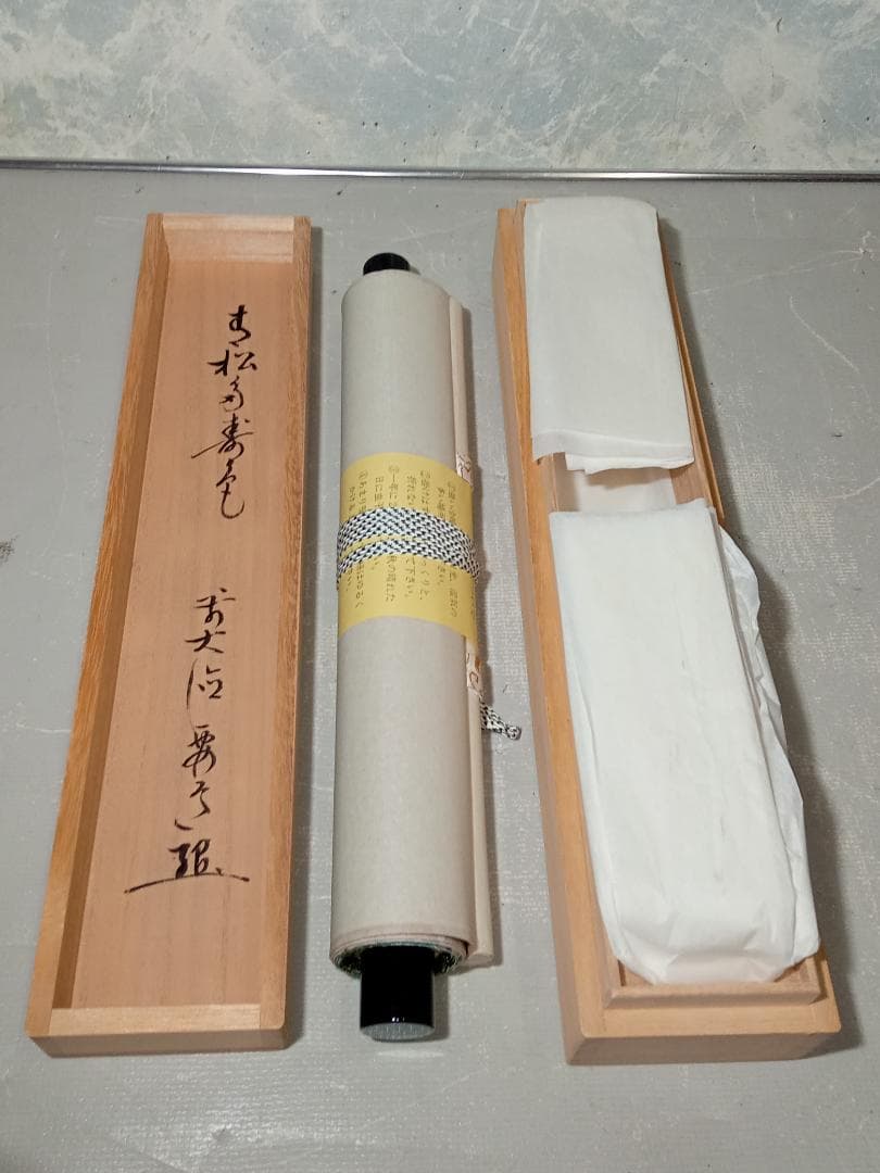 前大徳寺 雪尾要道 一行書「青松多寿色」紙本 掛軸 共箱 茶掛 古美術 骨董