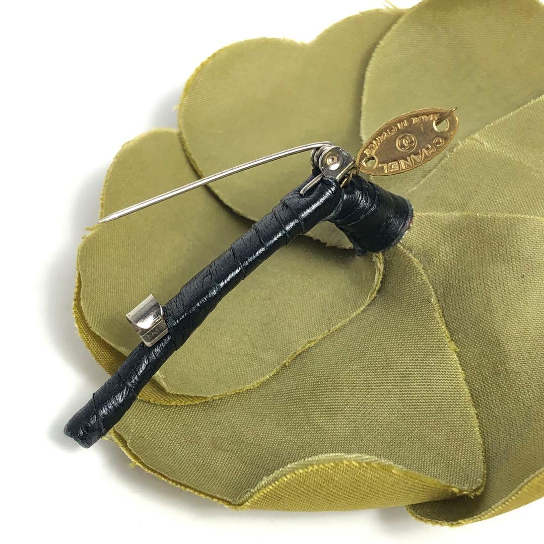 CHANEL シャネル カメリア ブローチ コサージュ カーキ系カラー コメあり