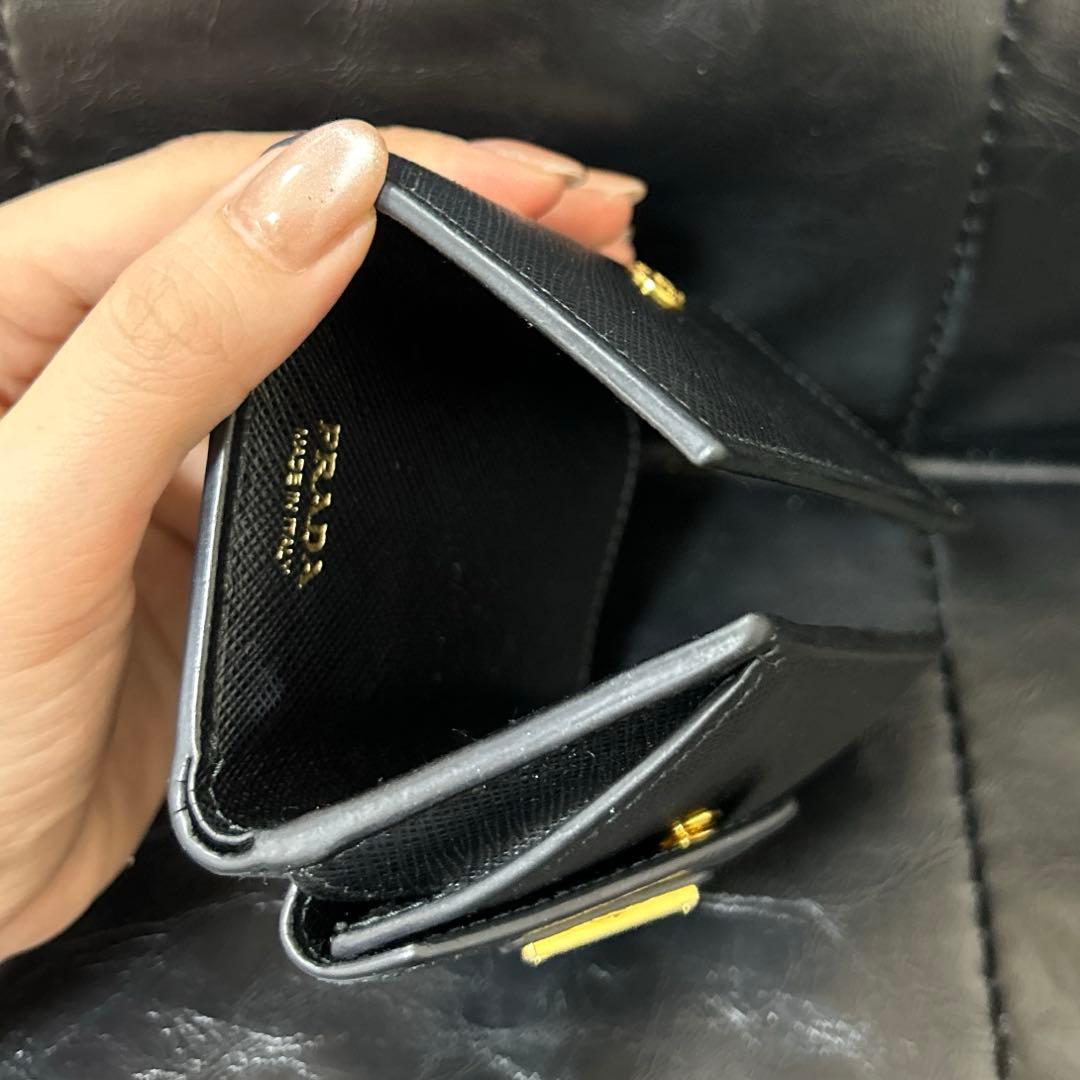 PRADA プラダ サフィアーノ ゴールド三角バッジ 財布 ブラック ウォレット