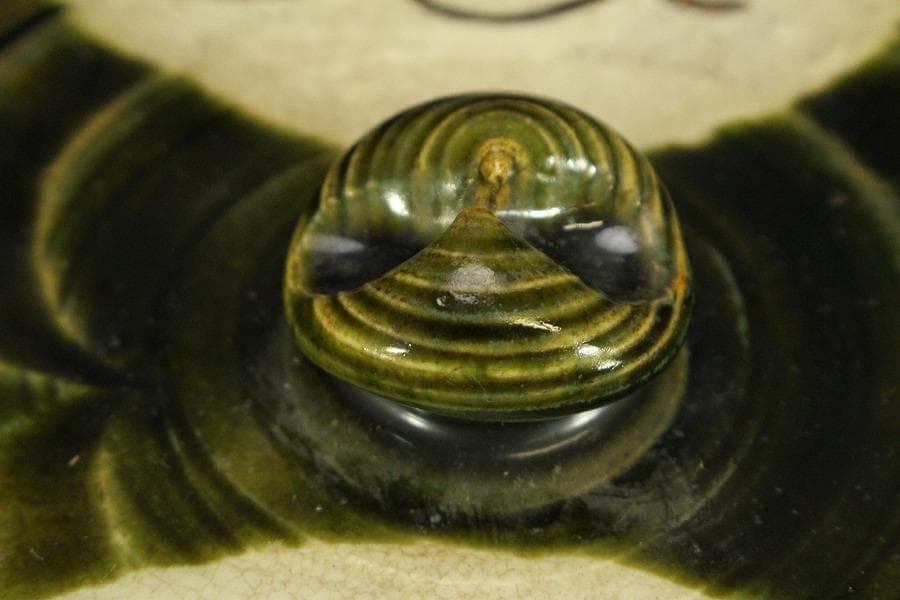 茶道具 織部 水指 在印 美品(BB477)