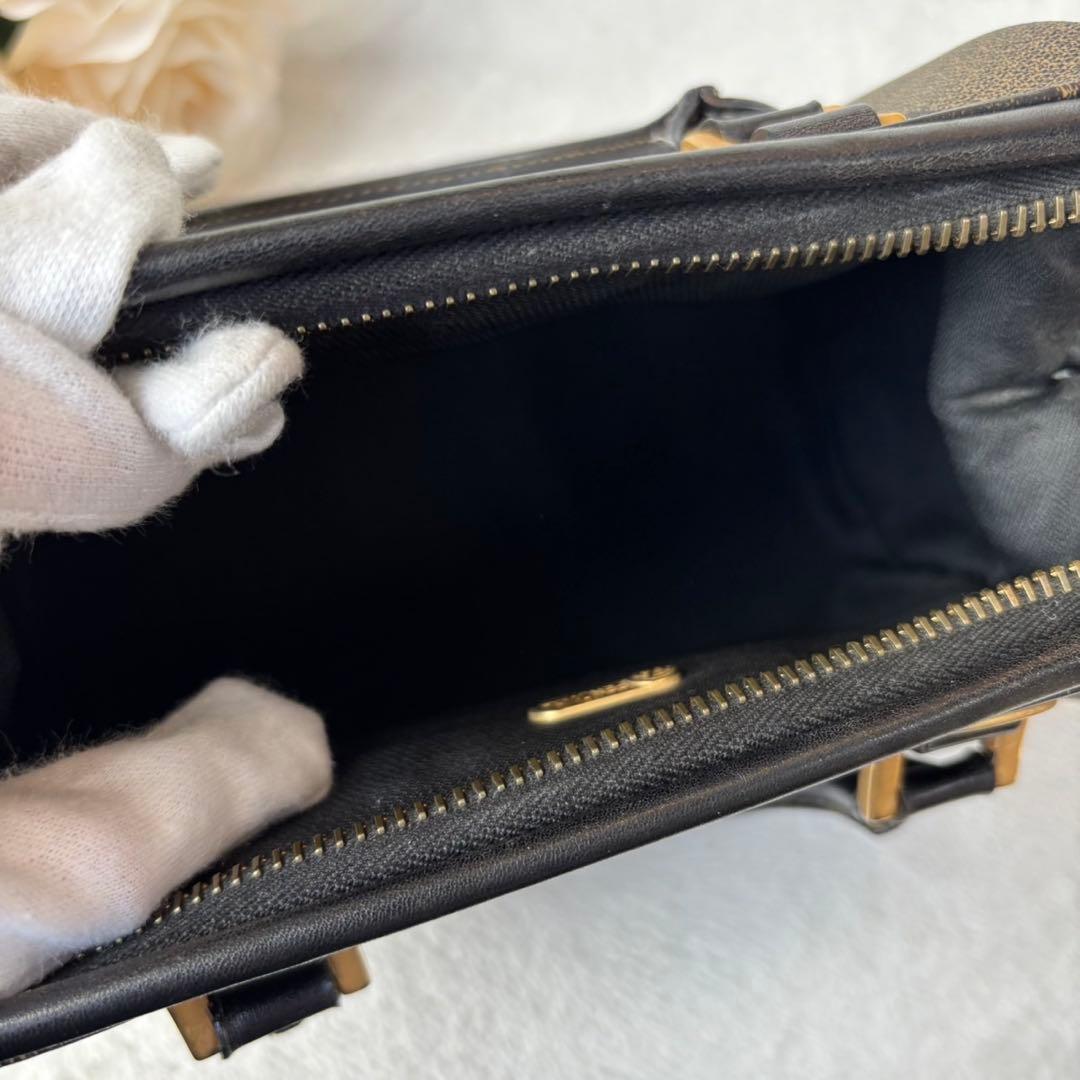 【美品】フェンディ ハンドバッグ マイクロ ミニボストン ペカン PVC レザー