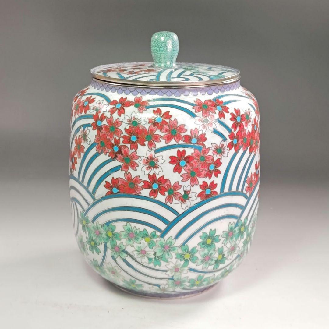 ウ249 水指『七宝　波桜尽くし紋　水指　木箱』茶道具