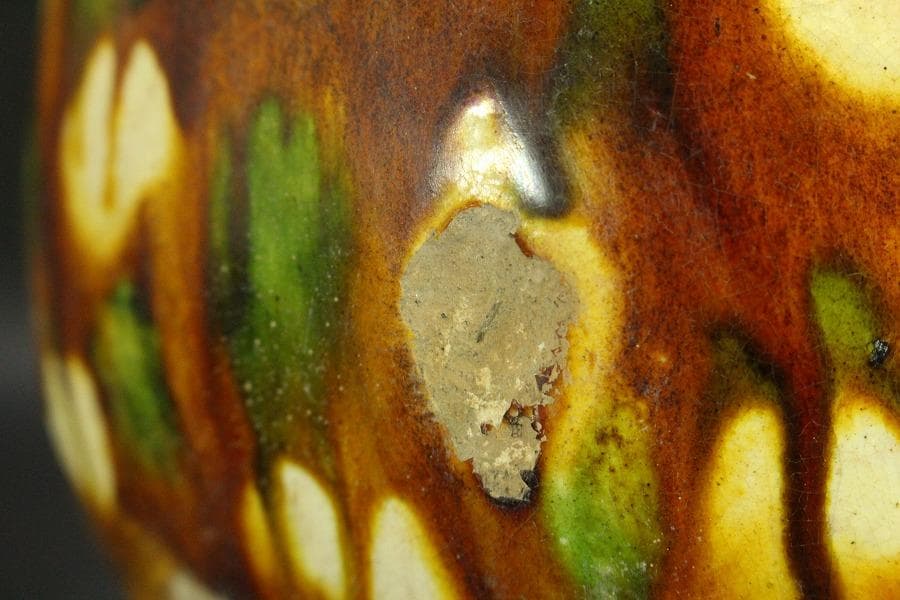 中国美術 唐三彩 貼馬紋 注瓶 壷 高29cm 希少(LC241)