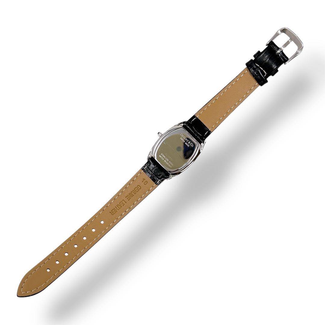 ティファニー クラシック トノー スモセコ 革ベルト ホワイト レディース 時計