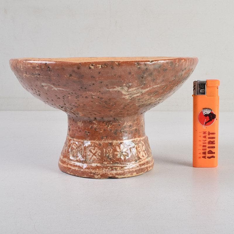 茶道具　佐々木松楽造　赤楽焼　大馬上盃　菓子器　仕覆付　共箱　M　R9476