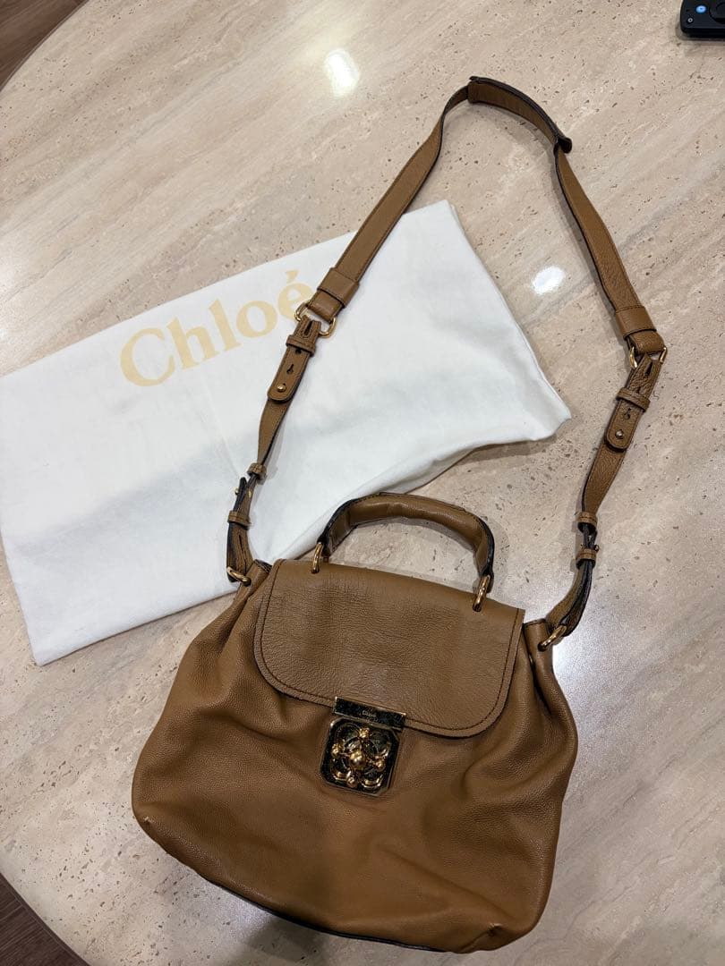 Chloé ブラウンレザー ショルダーバッグ 保存袋付き