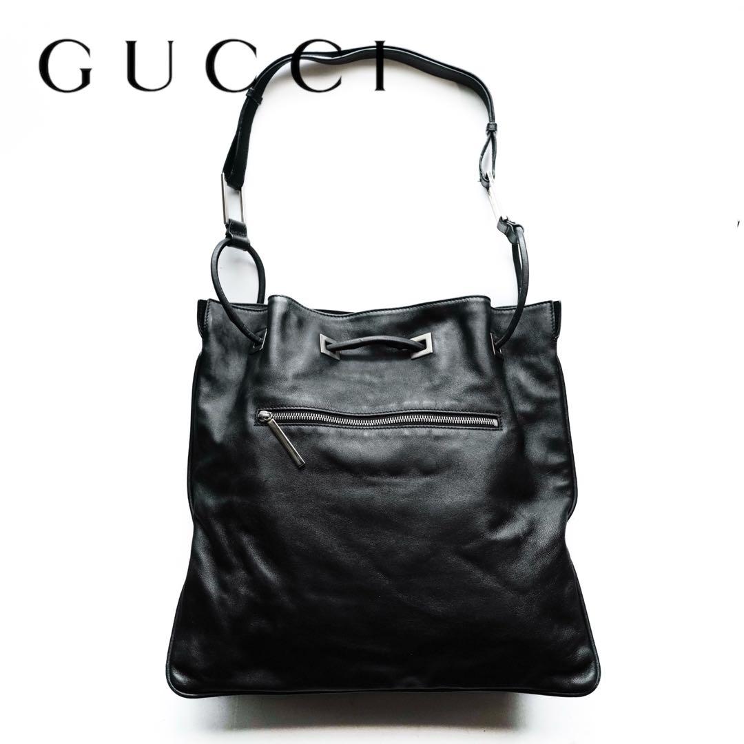 バッグ GUCCI TomFord Black Leather Shoulder Bag