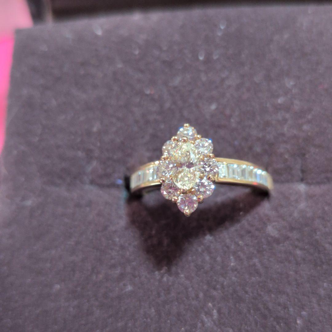 K18イエローダイヤモンド 花形リング