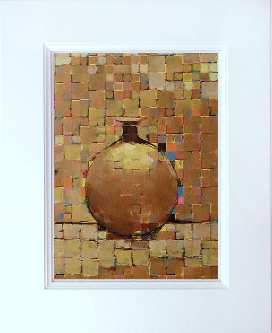 油絵 菅家令子絵 絵画インテリア額付(白) uF6-060603 静物 花瓶 壺