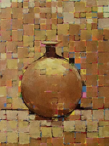 油絵 菅家令子絵 絵画インテリア額付(白) uF6-060603 静物 花瓶 壺