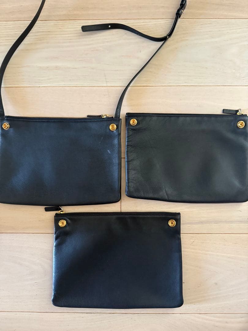 CÉLINE トリオ 黒 レザー ショルダーバッグ　ラージ