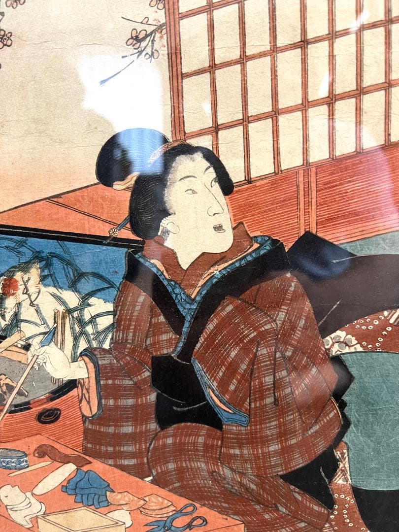 額入り3枚組江戸浮世絵　江戸　一寿斎国貞画　値下げ！