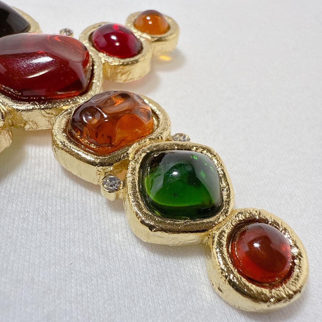 ヴィンテージ GIVENCHY ジバンシー マルチカラー クロス ブローチ