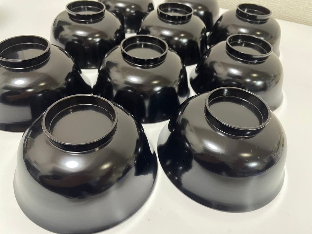 漆器 輪島塗 金蒔絵 扇柄 黒 内黒 吸物 割烹 蓋付き10客個 お煮物椀