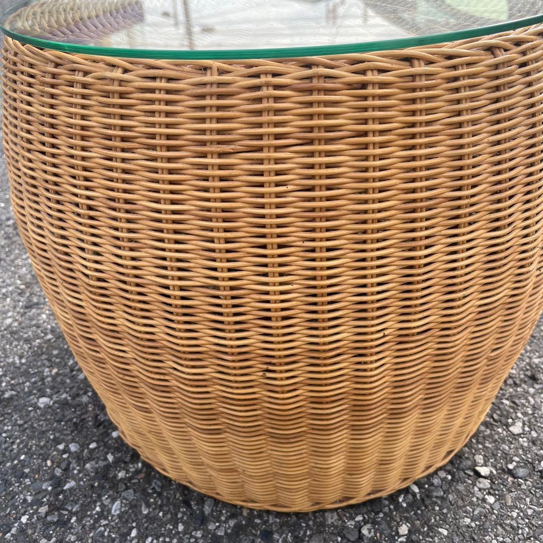 ナチュラル 美品 籐ラタン製 ラウンドスツール　ハギハラ　hagihara