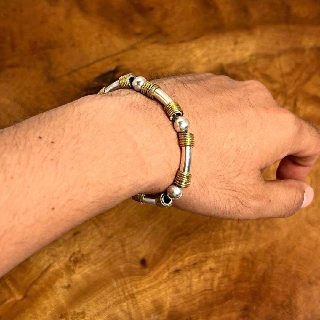 メキシコ ヴィンテージ シルバー 真鍮 ワイヤーラップ ブレスレットMEX925