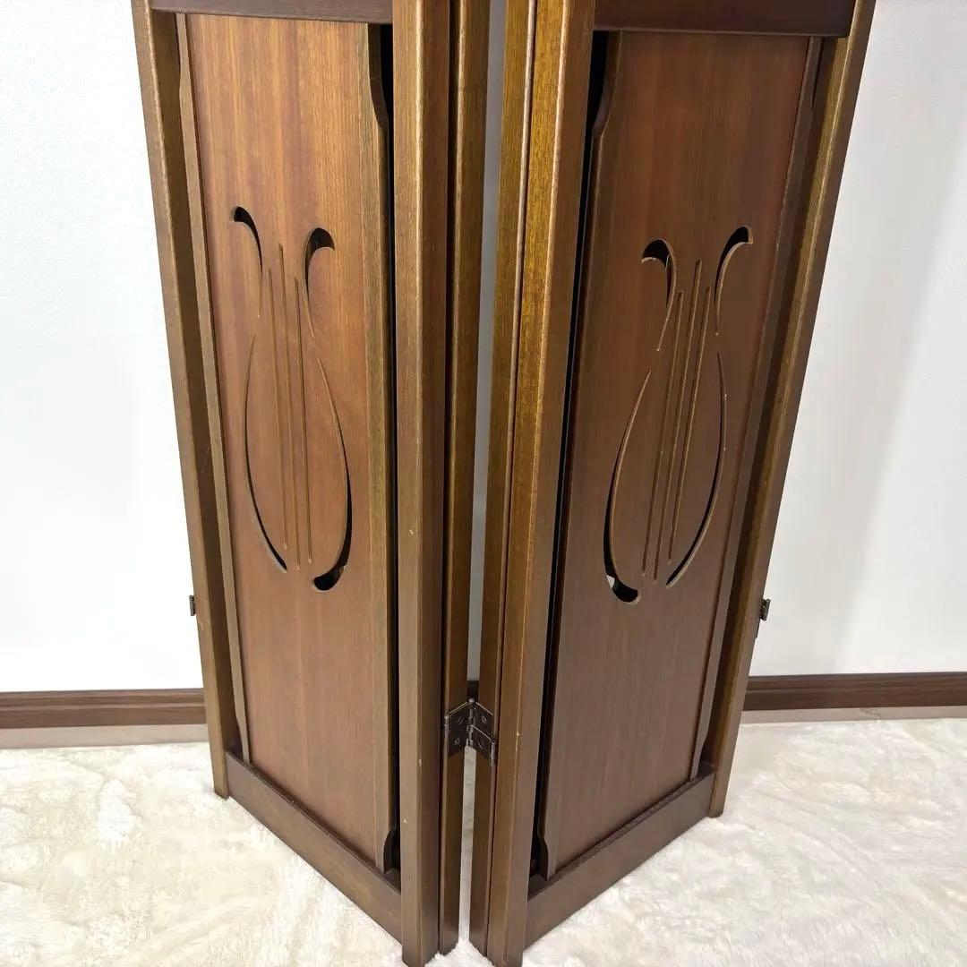 美品 アンティーク ４連パーテーション 木製スラットデザイン 間仕切り 家具