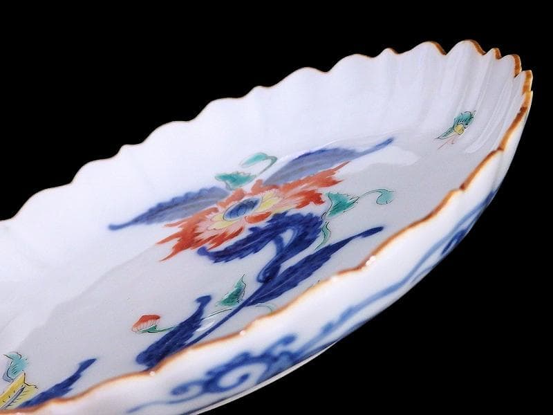 大聖寺伊万里　色絵　芥子の花図　輪花　５寸皿　F345AS-fbtz