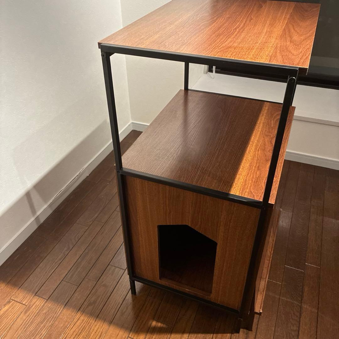 猫用トイレ　収納ラック　スリムタイプ　木目　シンプル　トイレ　キャットラック　棚