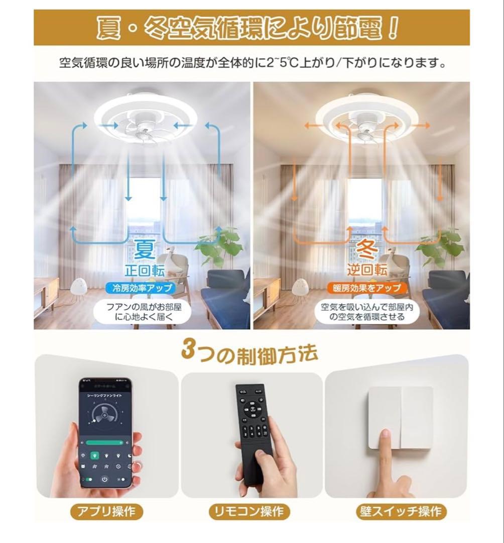 シーリングファンライト 60W 150W相当 8-10畳 6階段風量調整