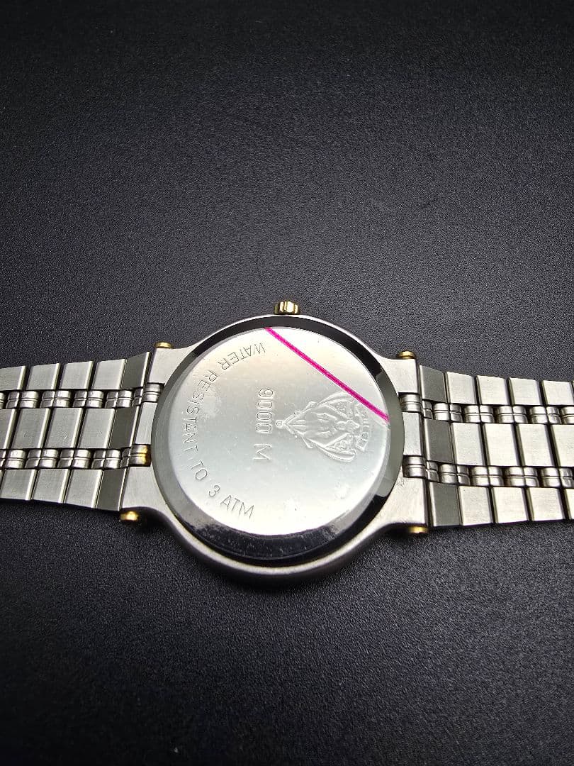 稼働品 OH済 GUCCI グッチ 9000M 腕時計 シルバーゴールド メンズ
