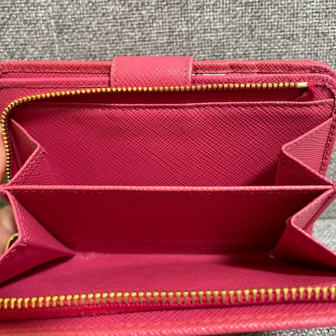 PRADA プラダ 二つ折り財布 マルチカラー ピンク