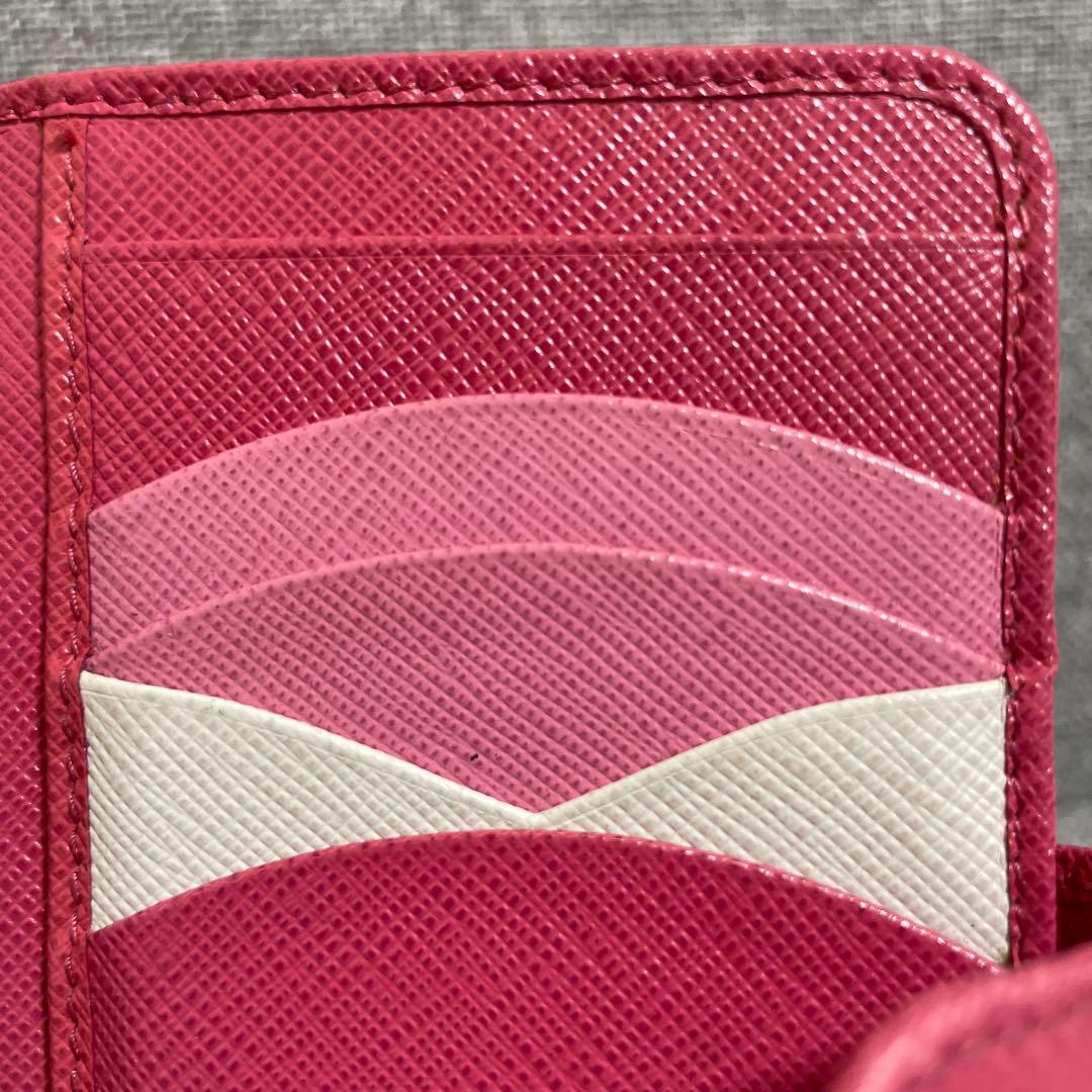 PRADA プラダ 二つ折り財布 マルチカラー ピンク