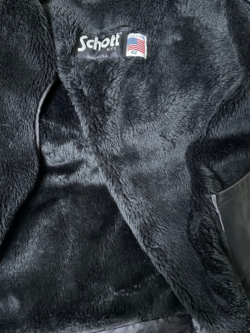 schott レザージャケット ライダース　シングル　ライナー付きXLサイズ