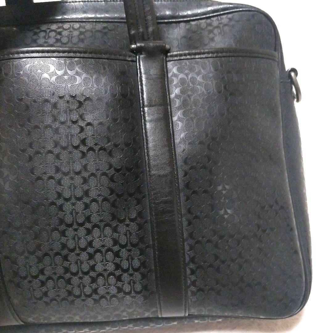 【美品】コーチ F70850 ヘリテージ シグネチャー 2way ビジネスバッグ