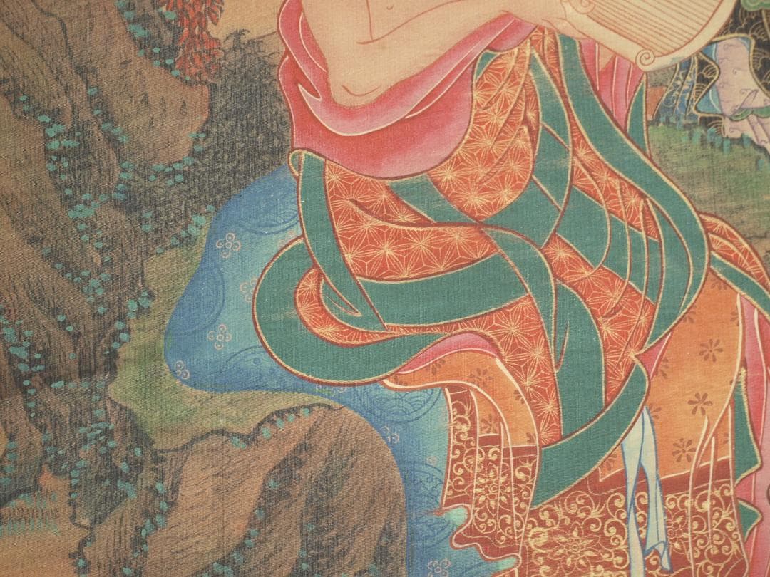 人物図 中国丁雲鵬　 明時代 肉筆保證 唐物唐本　掛け軸 BD820C11-4