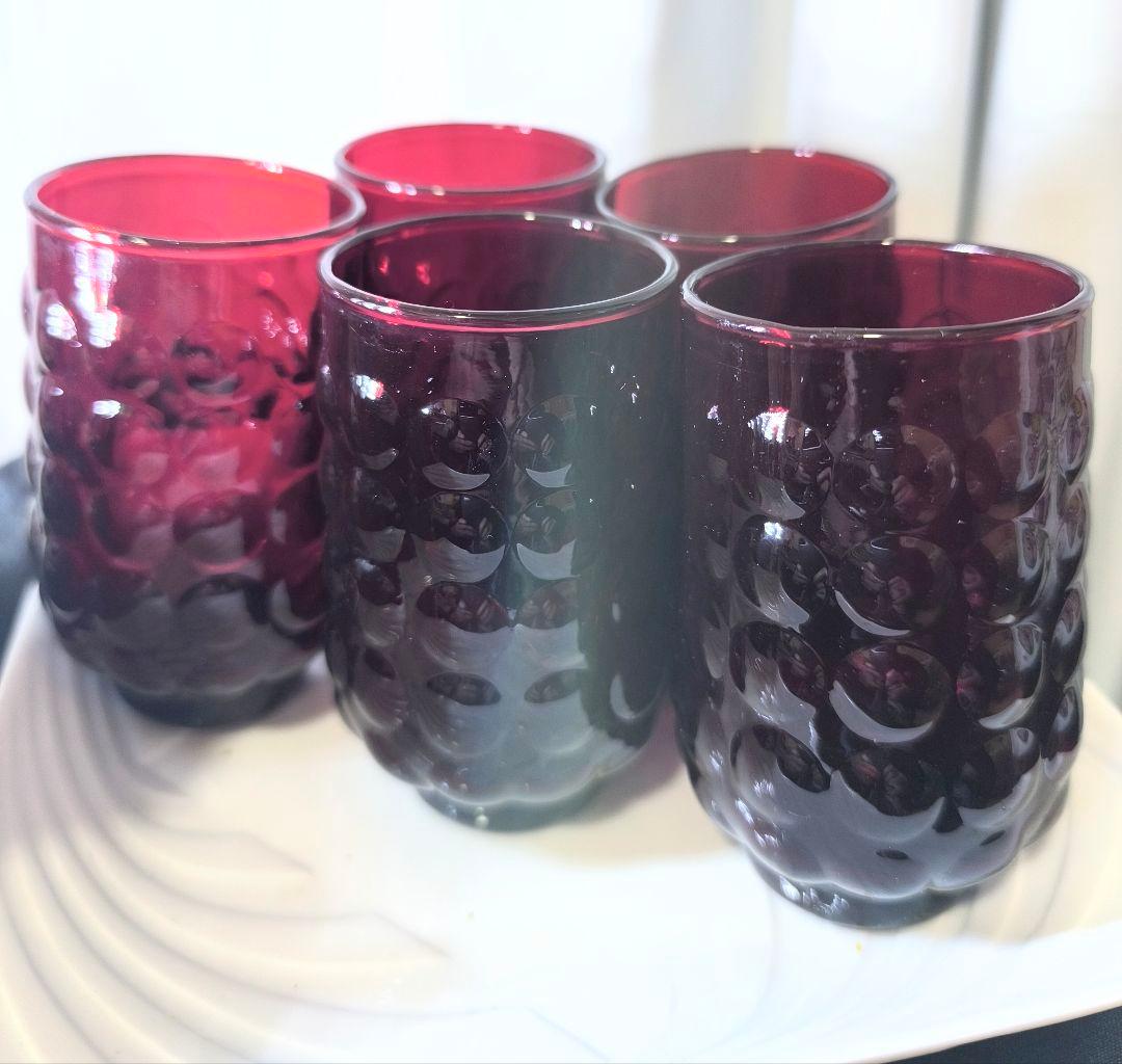 Fire King アンカーホッキング ロイヤルルビー 6 oz タンブラー×5