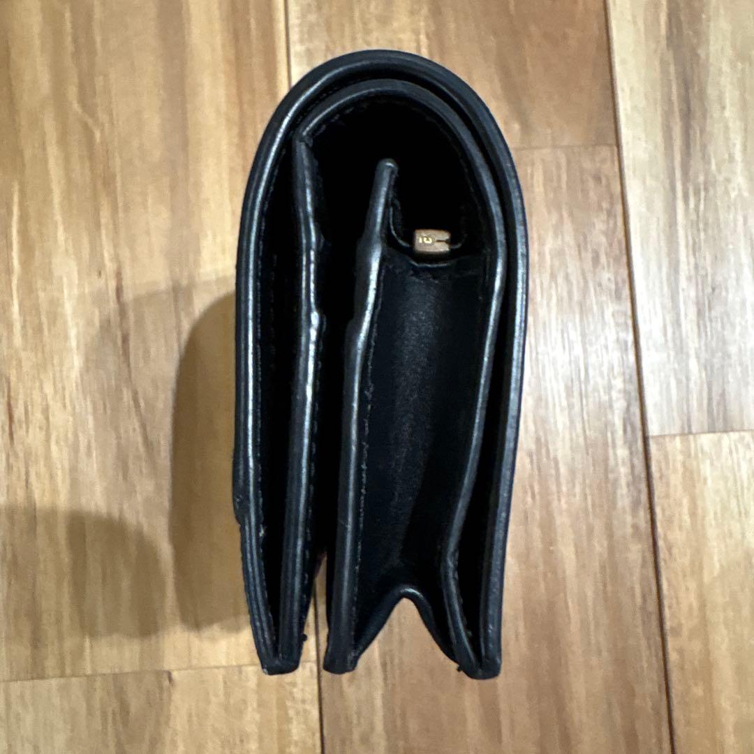 バーバリーBURBERRY　コンパクト財布 　バーバリーチェック　ブラックレザー